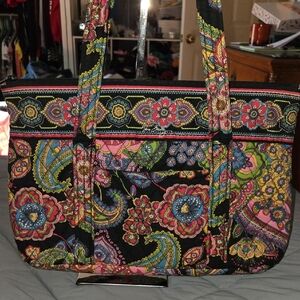 Vera Bradley shoulder bag retired "Symphony in Hue" quilted paisley Pattern